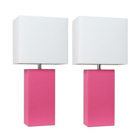 Elegant Designs 2 Pack Modern Leather Table Lamps with White Fabric Shades, Blue - Walmart.com Leather Table, Preppy Bedroom, Pink Lamp, Pink Table Lamp, College Dorm Room Decor, Preppy Room Decor, Preppy Room, Table Lamp Wood, Table Lamp Sets