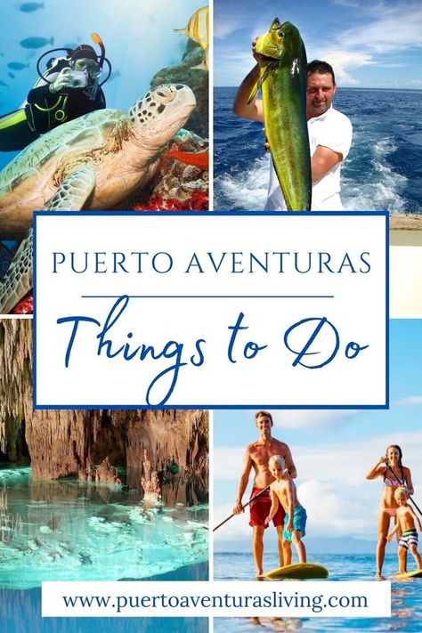 People enjoying different activities in and around Puerto Aventuras Puerto Adventuras Mexico, Mexico With Kids, Mexico Travel Guides, Central America Travel, Deep Sea Fishing, Sea Fishing, North America Travel, Best Places To Travel, Mexico Travel