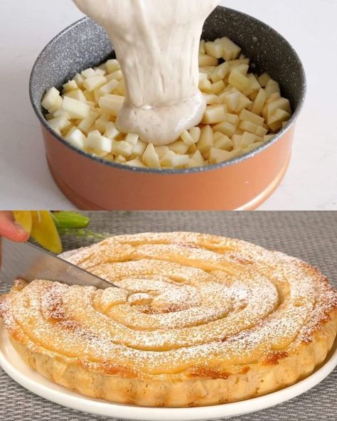 Cream Filled Apple Cake, Apple Cream Cake Recipe, Tart Apple Recipes, Apple Sauce Coffee Cake, Apple Cream Cake, Apple Cake Filling, Apple Filling Desserts, Apple Filling Recipes, Creamy Apple Pie