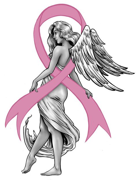 16 Tattoo, Ribbon Tattoos, Angels Among Us, Health Planner, Angel Tattoo, Sleeve Tattoo, An Angel, Leg Tattoos, Pink Ribbon