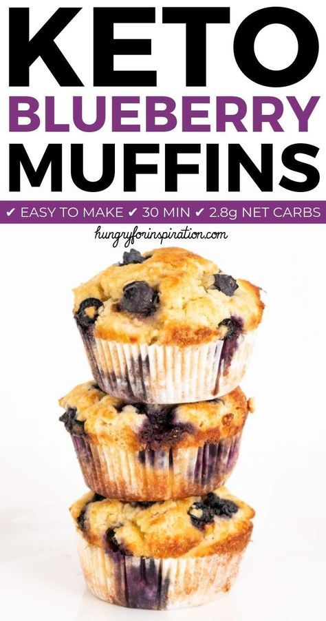 Healthy Gluten Free Keto Blueberry Muffins with only 2.8g net carbs per muffin! Super easy to make in about 30 minutes! A perfect keto treat, sweet keto breakfast or keto dessert! #ketomuffins #blueberrymuffins #ketoblueberrymuffins #ketobreakfast #ketodessert #lowcarbmuffins Sweet Keto Breakfast, Keto Blueberry Muffins, Keto Quiche, Easy Blueberry Muffins, Desayuno Keto, Keto Blueberry, Desserts Keto, Low Carb Muffins, Keto Pancakes