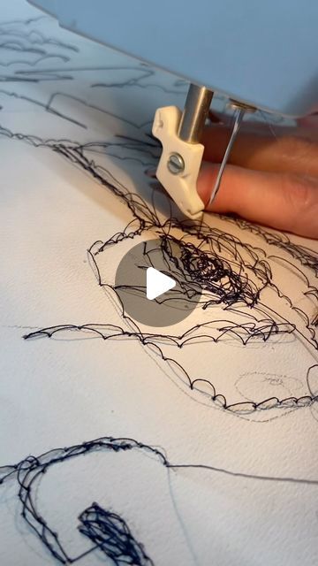 Brandi Kole on Instagram: "Forever drawing with thread on my sewing machine ✨  This is free motion embroidery on paper 🪡  I’m not using a presser foot here, which makes the thread especially loose and loopy ➿" Drawing With Sewing Machine, Free Motion Embroidery Designs, Forever Drawing, Sewing Machine Drawing, Embroidery On Paper, Free Motion Embroidery, Sewing Art, Sewing Machine, Embroidery Designs