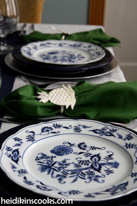 Fiesta Table Setting, Navy Tablescape, China Table Setting, Blue Danube China, Fiesta Table, Blue And White Rug, White Dishes, Blue And White China, China Patterns