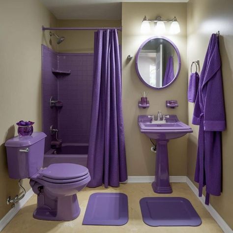 Purple Bathroom Ideas, Purple Bathroom, Purple Bathrooms, All Things Purple, Purple Roses, Bathroom Ideas, House Interior, Dream House, Purple