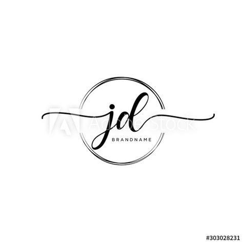 Jd Initials, Logo With Circle, Handwriting Logo, Initial Tattoo, Circle Template, Initials Logo, Vector Stock, Infinity Tattoo, Adobe Stock