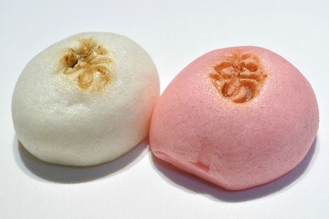 Manju 利休饅頭, kohaku manju - Encased in a soft wheat dough, filled with sweet red bean paste, and steamed to perfection, Manju is a classic Japanese confectionery (wagashi). When you crave for a fun, sweet treat, these dumplings will hit the spot!  Enjoy with a hot cup of green tea. #Manju #利休饅頭 #Japanesesweet #Anko #餡子 #KohakuManju #紅白饅頭 | Easy Japanese Recipes at JustOneCookbook.com Manju Recipe, Sweet Red Bean Paste, Easy Japanese Recipes, Sweet Red Bean, Steamed Cake, Red Bean Paste, Japanese Sweet, Bean Paste, Japanese Sweets