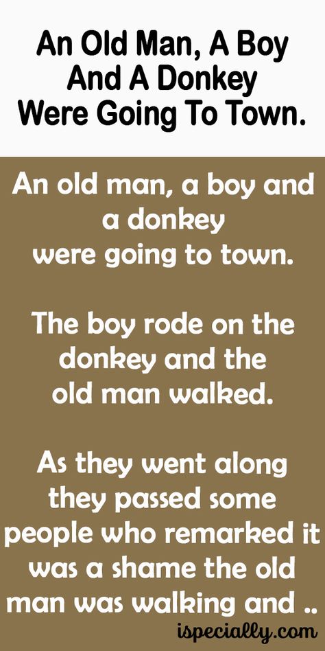 An Old Man, A Boy And A Donkey Were Going To Town. – Good Jokes For Adults, Old Man Jokes, Senior Jokes, Short Moral Stories, Funny Conversations, Sports Channel, Happy Mood, A Donkey, Best Funny Jokes