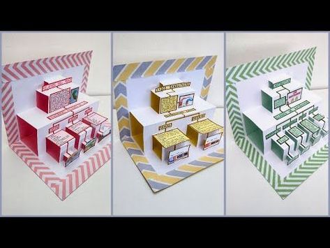 Mapas conceptuales / Tarjetas Pop-Up - YouTube Science Exhibition Projects, Tarjetas Pop Up, Fancy Fold Card Tutorials, Paper Craft Diy Projects, Diy Paper Crafts Decoration, Bullet Journal School, Pop Up Book, Art N Craft, Fancy Fold Cards