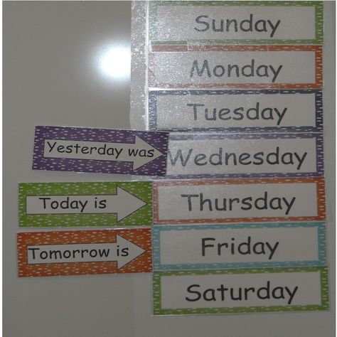 Days of the Week Freebie, I like, but I would change the Tomorrow one to the future tense and have it say: ¨Tomorrow will be¨ instead Lunch Count, Reggio Classroom, Infant Classroom, Turn The Page, Letter Sound, The Letter A, Classroom Organisation, Teaching Toddlers, Learning Time