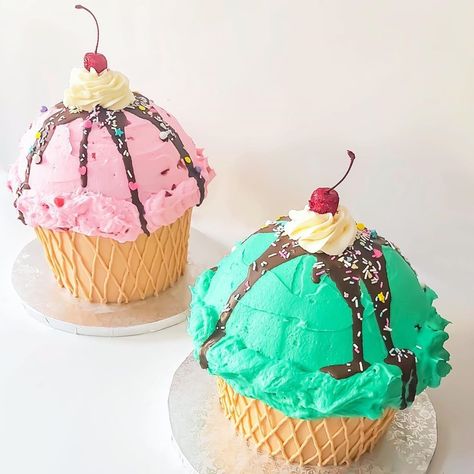 Celebrate your next birthday with a giant cake! 🎉@sugarandfete used our Giant Cupcake Cake pan and created these adorable ice cream cones… Cupcake Cake Pan, Chocolate Giant Cupcake, Cupcake Smash Cakes, Giant Cupcake Cake, Giant Cupcake Cakes, Giant Cake, Big Cupcake, Cake Baking Pans, Giant Cupcake