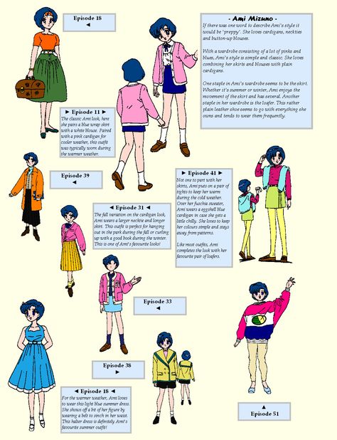 Sailor Moon Style Guide: Ami Mizuno AKA Sailor Mercury Ami Mizuno Outfits, Sailor Moon Outfit Inspired, Sailor Mercury Outfit, Sailor Moon Style, Ami Mizuno, Sailor Moon Outfit, Sailor Moon Fashion, Arte Sailor Moon, Sailor Senshi