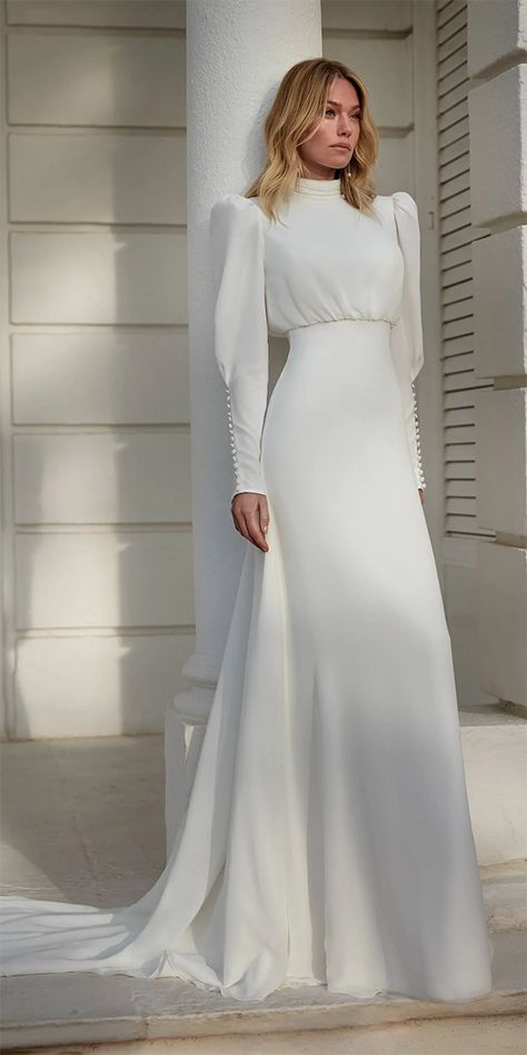 Modest Wedding Dresses With Sleeves Wedding Dresses Guide Wedding Dress For Women, Bride’s Mother, Wedding Guest Gowns, San Patrick, Curvy Bride, Formal Wear Dresses, Fall Wedding Guest Dress, Chiffon Wedding Dress, Plus Size Formal Dresses