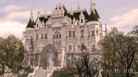 May: Sims 4 - Traditional Townhouse [Patreon] 會員房屋 [Ruby Red Sims] Sims Mansion, Fantasy Mansion, Bloxburg Castle, Goth Mansion, Goth Castle, Gothic Manor, Castle Layout, Vampire House, Victorian Castle