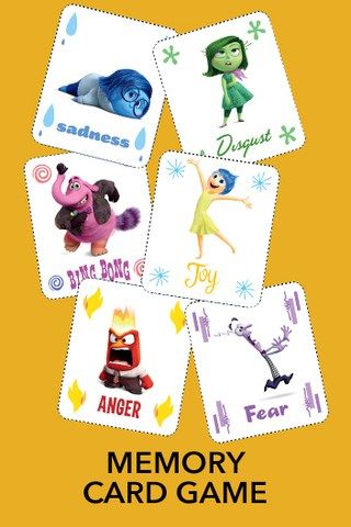 The emotions of Fear, Joy, Sadness, Anger and Disgust hit the screen in Disney-Pixar’s all new animated feature, Inside Out, now on Digital HD and Coming to DVD and Blu-Ray November 3rd! The … Inside Out Printables, Inside Out Party Ideas, Emotions Game, Memory Card Game, Childrens Party Games, Emotions Preschool, Inside Out Emotions, Movie Inside Out, Emotions Cards