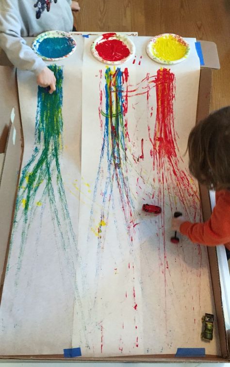 STEAM Activities in the Preschool Classroom - Ramp Art Project Transportation Activities, Transportation Crafts, Transportation Preschool, Transportation Theme, Creative Curriculum, Steam Activities, Preschool Art Activities, Simple Machines, Toddler Art