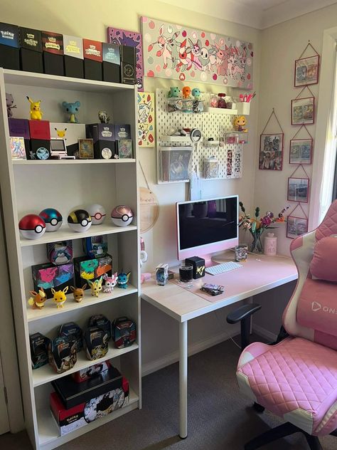 Ikea Hemnes Bed, Hemnes Bed, Pokemon Room, Nerd Room, Otaku Room, Gamer Room Decor, House Organisation, Comfy Bedroom, Girly Room