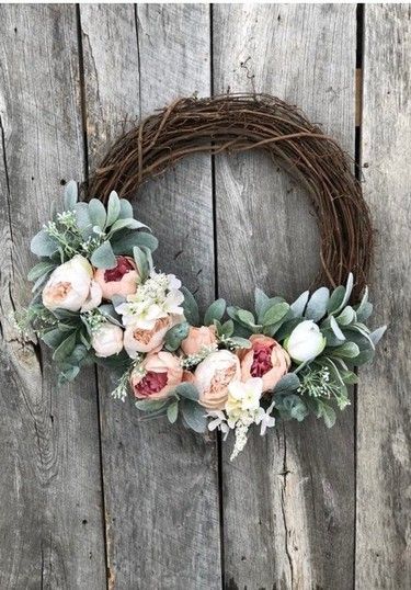 Spring Wreaths For Front Door, Spring Door Wreath, Diy Frühling, Double Door Wreaths, Spring Peony, Peony Wreath, Gift Wreath, Spring Front Door Wreaths