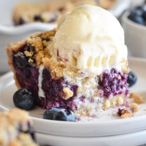 Blueberry Custard Pie - Dance Around the Kitchen Blueberry Custard Pie, Blueberry Custard, Dance Around The Kitchen, Easy Custard, Custard Filling, Custard Pie, Pastry Blender, Crumb Topping, No Bake Pies