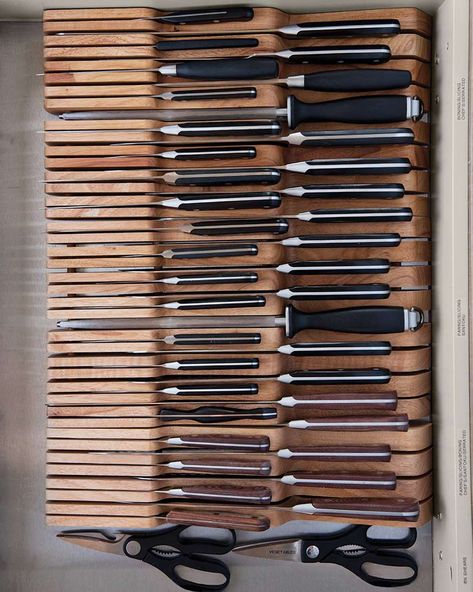 All Martha Stewart Kitchen, Kitchen Knife Storage, Knife Drawer, Kitchen Organizers, Wooden Knife, Smart Tiles, Knife Storage, Kitchen Hacks Organization, Top Kitchen