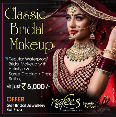 Makeup Offer Banner, Bridal Makeup Creative Ads, Make Up Poster Design, Beauty Parlour Offer Poster, Freelance Makeup Artist Business, Makeup Marketing, Latest Bridal Makeup, Makeup Poster, Makeup Artist Branding