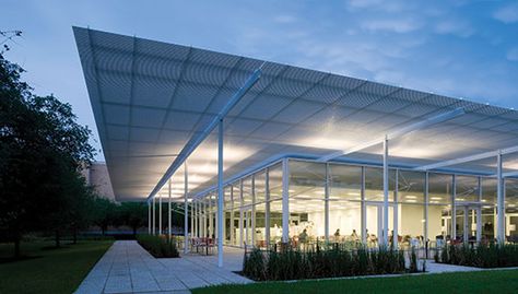 Brochstein Pavilion at night! It is going to be beautiful here :) Brochstein Pavilion, Stowe School, Thomas Phifer, Glass Pavilion, Rice University, Spring Studios, Rest Area, Sport Court, Steel House