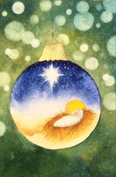 Watercolor Snowglobe, Nativity Watercolor, Watercolor Nativity, Watercolor Christmas Cards Diy, Christmas Art For Kids, Christian Christmas Cards, Christmas Window Painting, Painted Christmas Cards, Watercolor Autumn Leaves