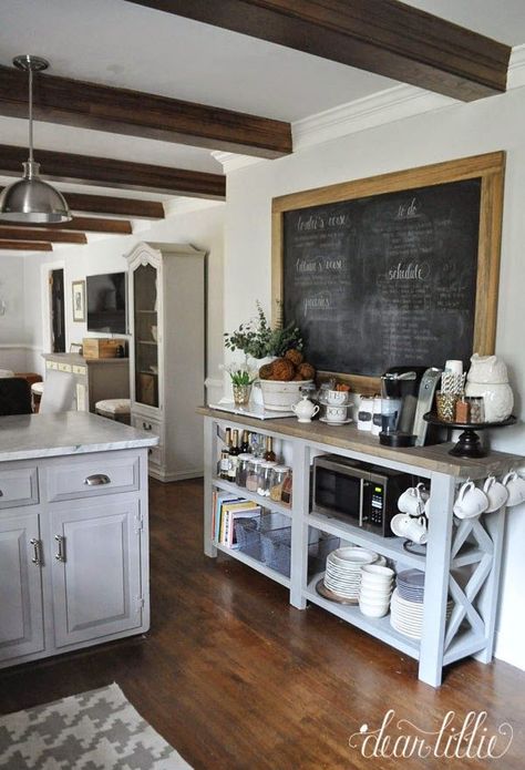 The Finishing Touches on Our Kitchen Makeover (Before and Afters) | Dear Lillie | Bloglovin’ Kaffe Station, Mobil Design, Traditional Dining Chairs, Kitchen Chalkboard, Dear Lillie, Home Coffee Stations, Coffee Bar Home, Web Images, Basement Remodel