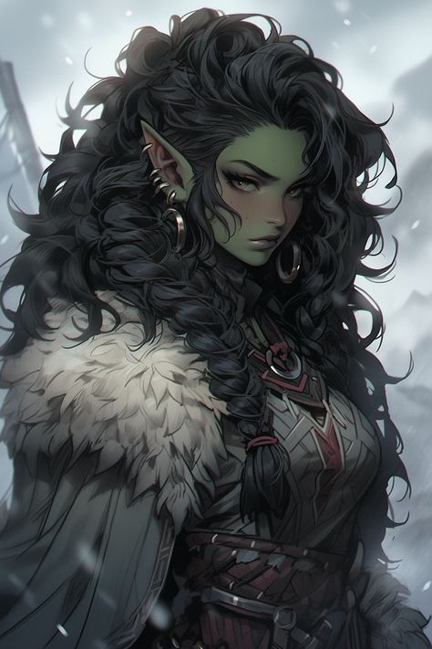 Skyrim Orc Female, Orc Girl Art, Dnd Half Orc Woman, Orc Female Art, Female Orc Barbarian, Half Orc Woman, Female Orc Beautiful, Orc Character Art, Half Orc Dnd