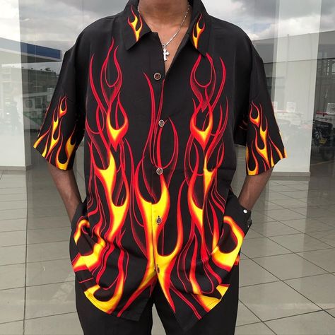 Fire Shirt, Black Button Down Shirt, Fire Designs, Fashion Gallery, Dream Clothes, Stunning Dresses, Pretty Dresses, Hoodie Print, Diy Clothes