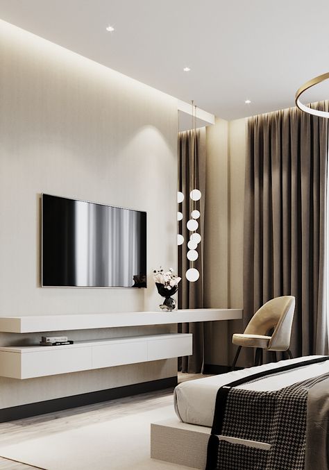 Bedroom Tv Wall, Tv Room Design, Modern Luxury Bedroom, Luxury Bedroom Design, Tv In Bedroom, Luxury Bedroom Master, Bedroom Furniture Design, Modern Bedroom Design, Living Room Tv