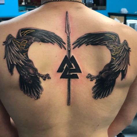 Odin Crows, Norse Raven Tattoo, Odin Raven Tattoo, Odins Spear, Asatru Tattoo, Odin's Ravens Tattoo, Odins Ravens, Norse Raven, Hammer Tattoo