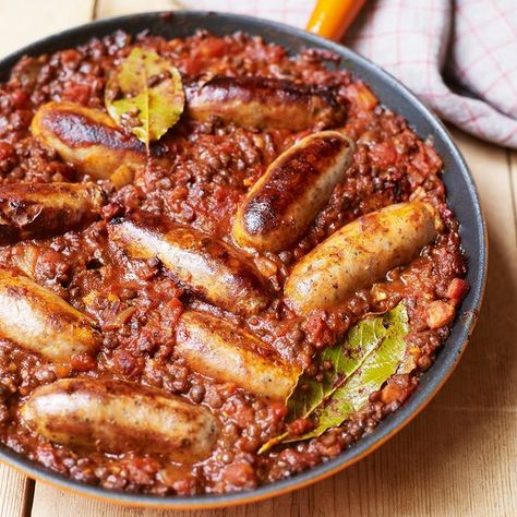 Toulouse Sausage, Lentil Dinner Recipes, Lentil Dinner, French Sausage, French Cooking Recipes, Beef Steak Recipes, French Lentils, Lentil Dishes, Sausage Dishes