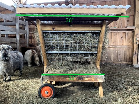 Diy Goat Feeder, Sheep Hay Feeder, Goat Hay Feeder, Goat Feeder, Chicken Feeder Diy, Plastic Roofing, Diy Horse Barn, Lying On The Floor, Chicken Feeders