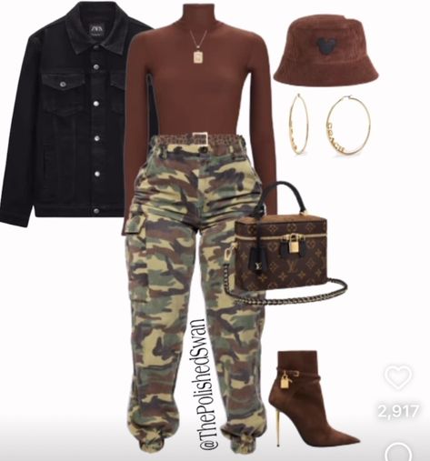 Camoflauge Outfits Black Women, Cute Fall Outfits Black Women, Camoflauge Outfits, Military Outfits, Curvy Fashion Summer, Fall Outfits Black, Fall Outfits Black Women, Fall Baddie, Trendy Outfits Inspiration