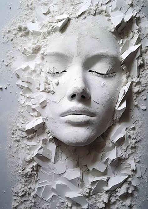 3d Painting With Clay, Face Sculpture Clay, Woman Face Sculpture, Sculptural Wall Art, How To Start Painting, 3d Wall Art Sculpture, Sculpture Art Projects, Choose Her, Painting Walls