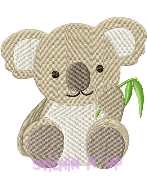 4X4 Baby Koala Machine Embroidery Design Multiple by StichinItUp, $2.00 Koala Quilt, Koala Crafts, Koala Applique, Koala Craft, Embroidery Designs Ideas, Koala Bears, Embroidery Pillow, Learning To Embroider, Baby Koala