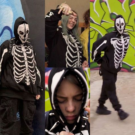 collage Skull Outfit, Billie Concert, Skeleton Hoodie, Skull Clothing, A Skeleton, Halloween Skeleton, Halloween Skeletons, Billie Eilish, Skeleton