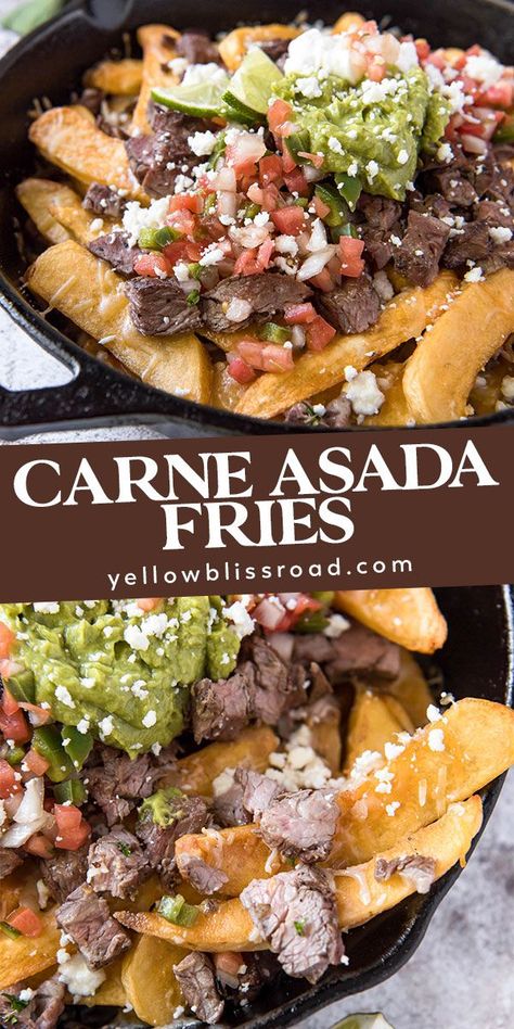 Carne Asada Fries Recipe, Carne Asada Steak, Carne Asada Fries, Crispy French Fries, Grilled Meat Recipes, Loaded Fries, Snack Craving, Fries Recipe, Steak Fries