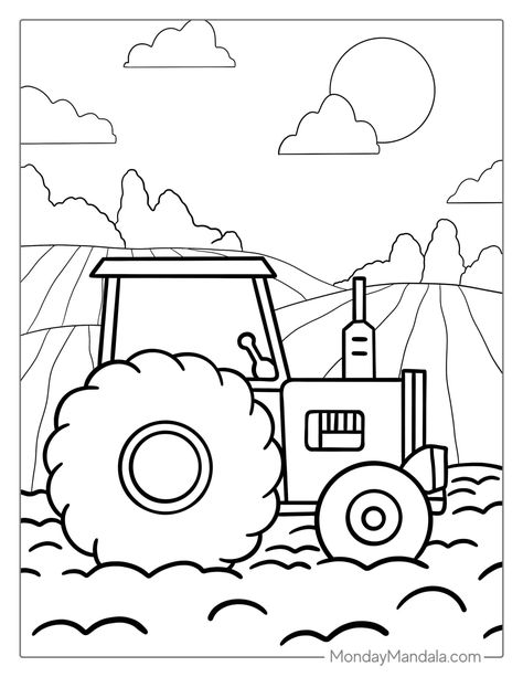 Tractor Coloring Pages Free Printable, Farm Coloring Pages Free Printables, Tractor Craft, Tractor Printable, Tractor Crafts, Farm Week, Tractor Drawing, Tractor Coloring Pages, Deer Coloring Pages