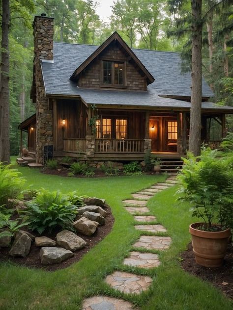 Mountain Log Cabin, Dream House Aesthetic, Forest Retreat, Cabin Aesthetic, Log Cabin Ideas, Log Cabin Rustic, Small Cottage Homes, Cabin Exterior, Country Cabin