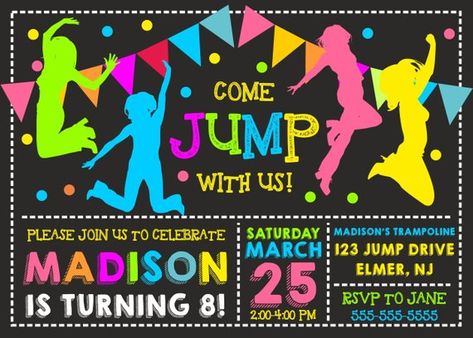 Sky Zone Birthday Party, Jump Birthday Party, Trampoline Birthday Invitations, Trampoline Birthday Party, Trampoline Party, Jump Party, Sky Zone, Best Trampoline, Chalkboard Invitation