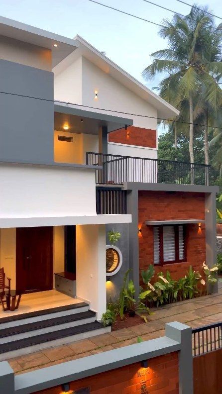 Sitout Designs Kerala, Kerala House Sitout Design, Sitout Designs Modern, Sit Out Ideas House Kerala, Contemporary House Exterior Kerala, Sitout Designs, Small House Design Kerala, Kerala Home Design, South Facing House