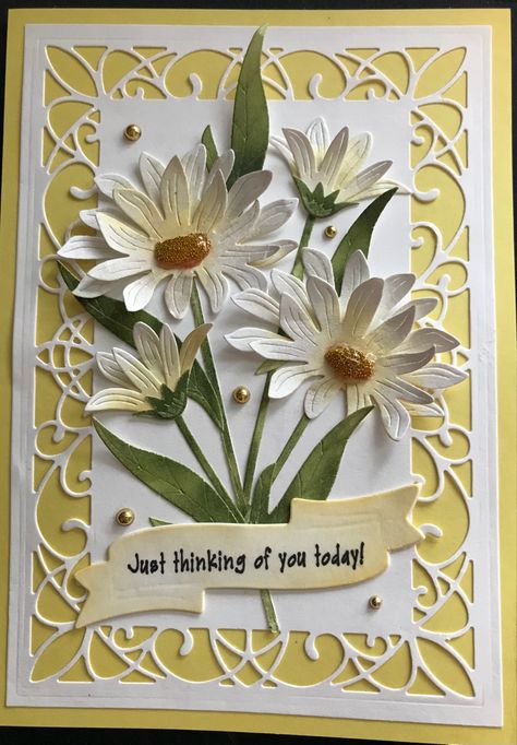 Garden Cards Handmade, Daisy Cards Handmade, Spring Cards Handmade, Flower Cards Handmade, Cheerful Daisy, Card Making Flowers, Cheerful Daisies, Easter Cards Handmade, Sunflower Cards