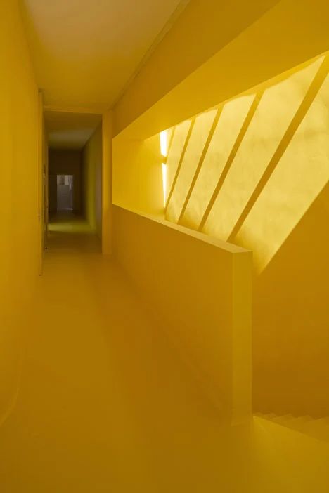 Dorte Mandrup, Monochrome Interior Design, Yellow Office, Aluminium Cladding, Glazed Walls, Yellow Interior, Small Buildings, Color Spectrum, Long History