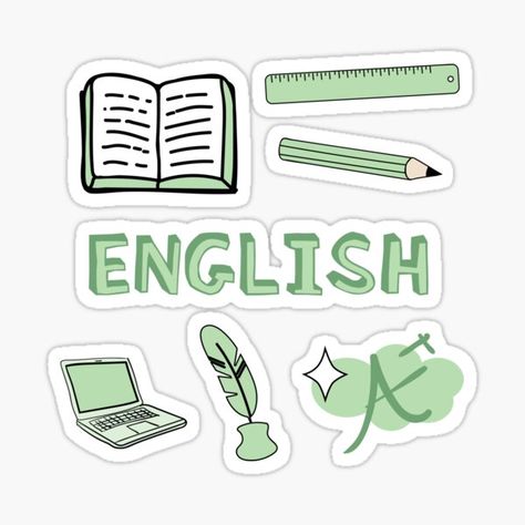 Subject Stickers, School Binder Covers, Subject Labels, School Book Covers, Penanda Buku, Preppy Stickers, Seni Dan Kraf, Green Sticker, Tumblr Stickers