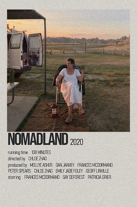 #nomadland #movie #film #poster #minimalistposter Nomadland Poster, Nomadland Film, Movie Tropes, Movie Polaroids, Action Movies To Watch, Movie Photography, Movie Film Poster, Hollywood Action Movies, Film Recommendations