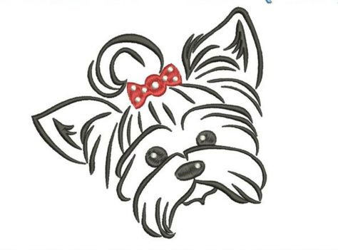 Yorkie Embroidery, Pet Embroidery, Sketch Doodles, The Art Sherpa, Dog Outline, Bow Embroidery, Dog Embroidery, Dog Rocks, Drawing Cartoon Characters