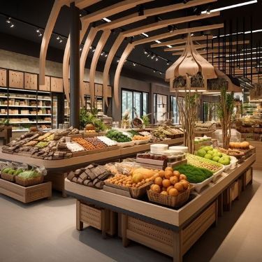 Vegetable Shop Interior Design, Cozy Grocery Store, Nature Store Design, Grocery Store Design Ideas, Organic Store Interior, Organic Grocery Store Design, Grocery Market Design, Italian Grocery Store, Vegetable Store Design