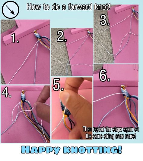 Forward Knot Friendship Bracelet, Forward Knot, Friendship Knot, Knot Tutorial, Knots Tutorial, Making Beads, Bracelet Ideas, String Bracelet, Bracelet Tutorial