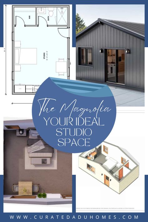 Discover The Magnolia Studio ADU Studio Adu Floor Plans, Studio Adu, Adu Floor Plans, Adu Plans, 400 Sq Ft Studio, Studio Layout, Accessory Dwelling Unit, Optimize Space, Built In Furniture